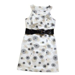 Tweeds black tan and white dress with belt
